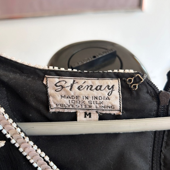 Vintage 1980s Black Silk Beaded Floral Top – Hand Beaded Sequin Evening Blouse - Picture 6 of 8